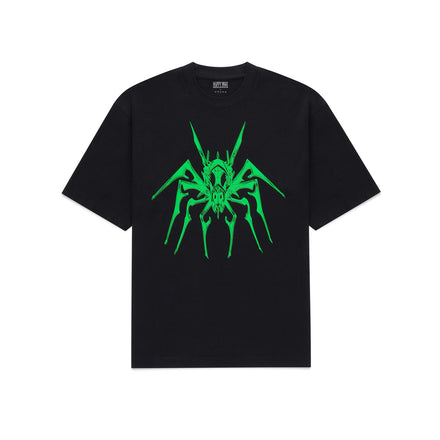 Green Spider Tee in Black - front